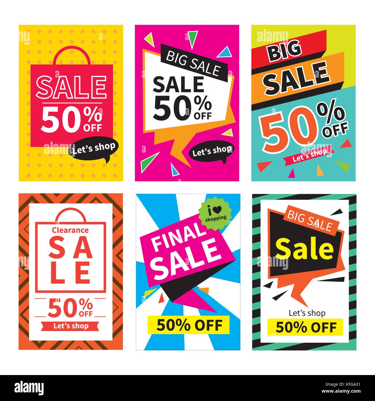 Imposta di vendita banner sito web templates.social media banner per lo shopping online. illustrazioni vettoriali per poster, e-mail e newsletter progetta, annunci, pr Illustrazione Vettoriale