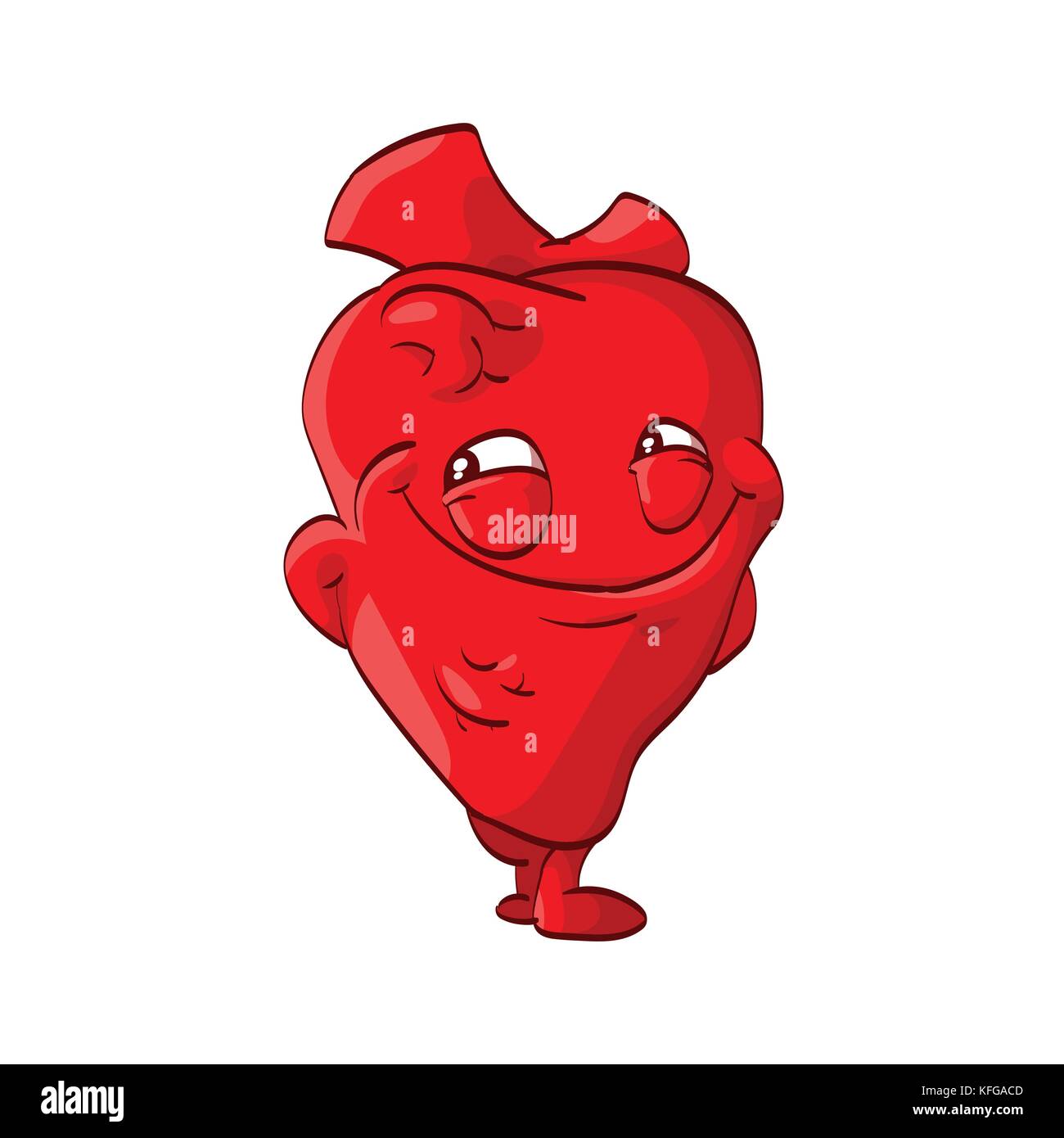 Colorata illustrazione vettoriale di un cartone animato cuore anatomico con un sorriso cattivo Illustrazione Vettoriale