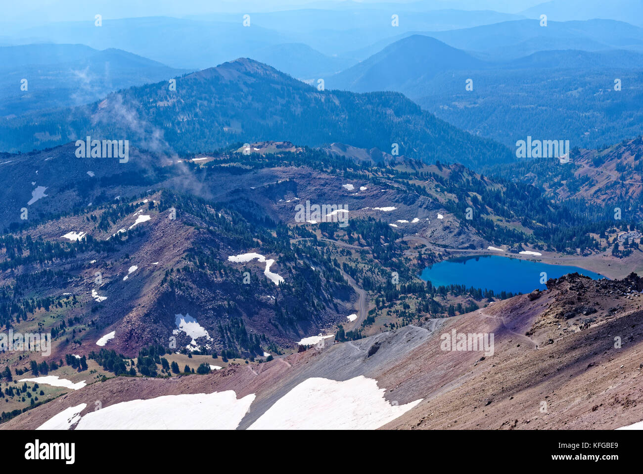 Vista dal picco di lassen nel Parco nazionale vulcanico di Lassen, California Foto Stock