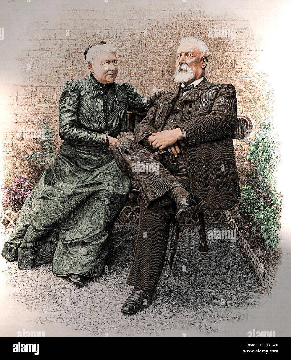 Jules Verne e madame verne Foto Stock