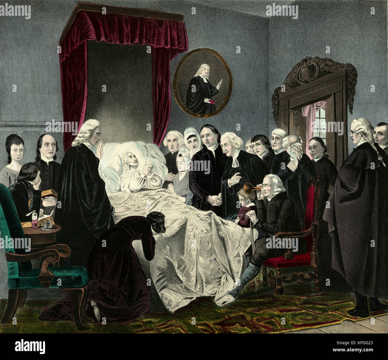 La morte del revd. John Wesley, John Wesley, anglicano inglese e Chierico teologo che ha co-fondato metodismo Foto Stock