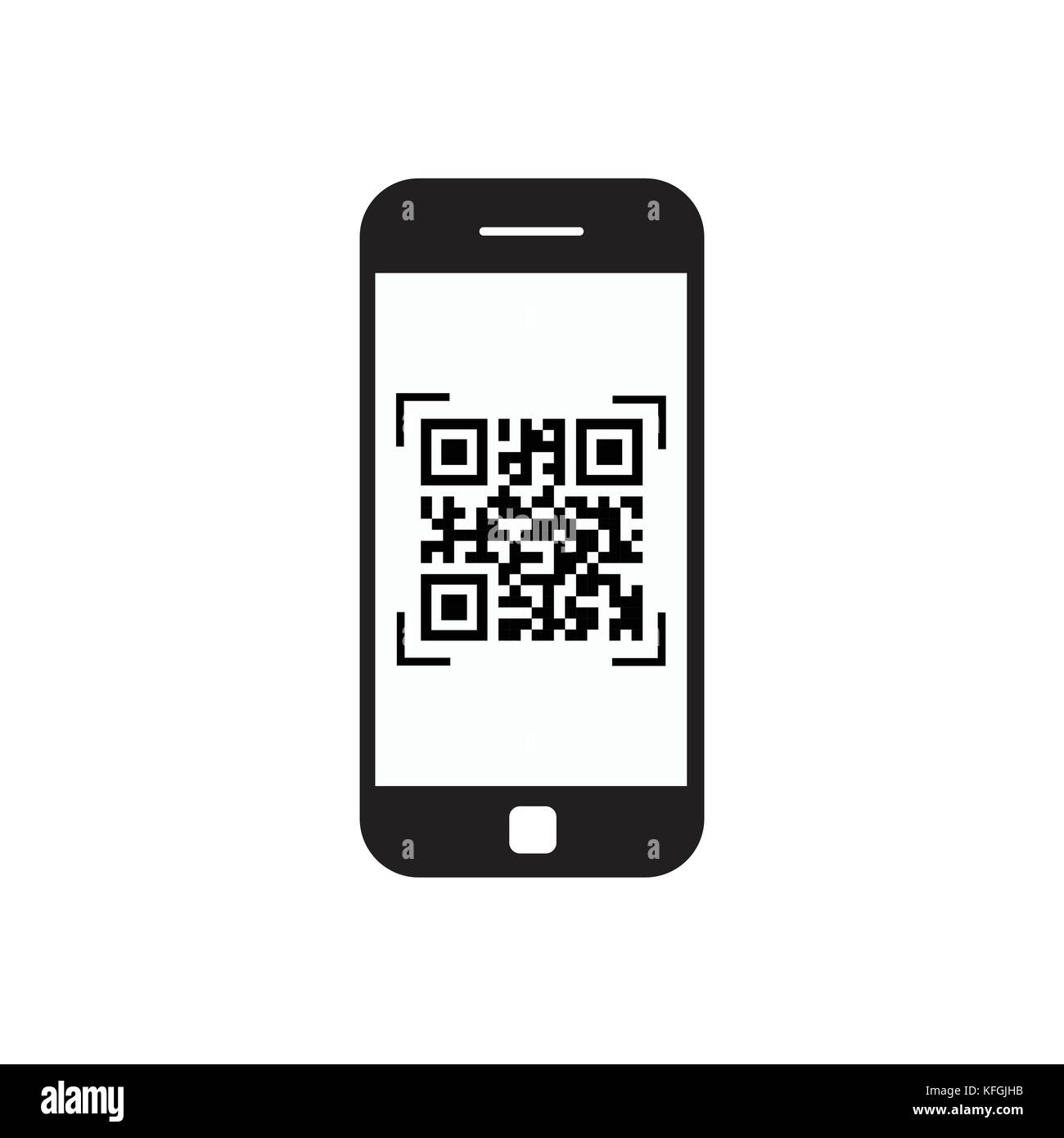 Smart phone di scansione del codice QR Icona scansione di codici a barre con telefono Illustrazione Vettoriale