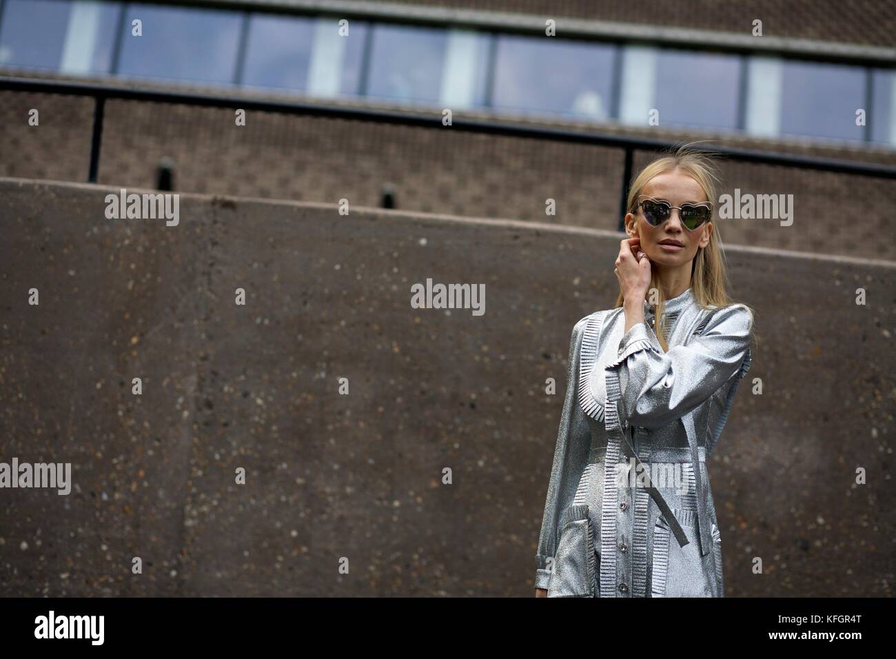 Tatiana Korsakova dopo Christopher Kane London Fashion Week Primavera Estate 2018 : 18 settembre 2017 Street Style Londra Regno Unito Foto Stock