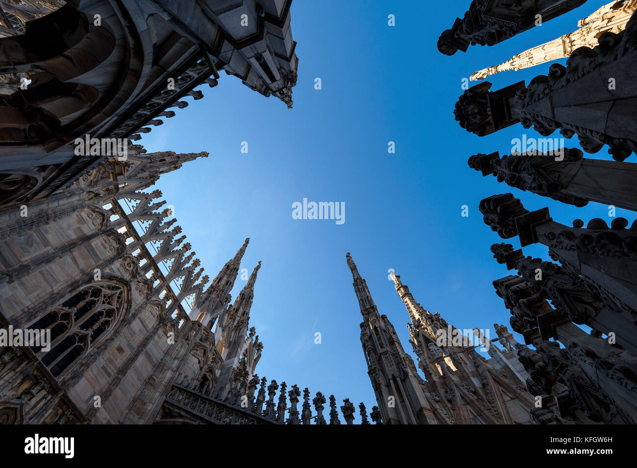 Il duomo di Milano - terrazza sul tetto Foto Stock