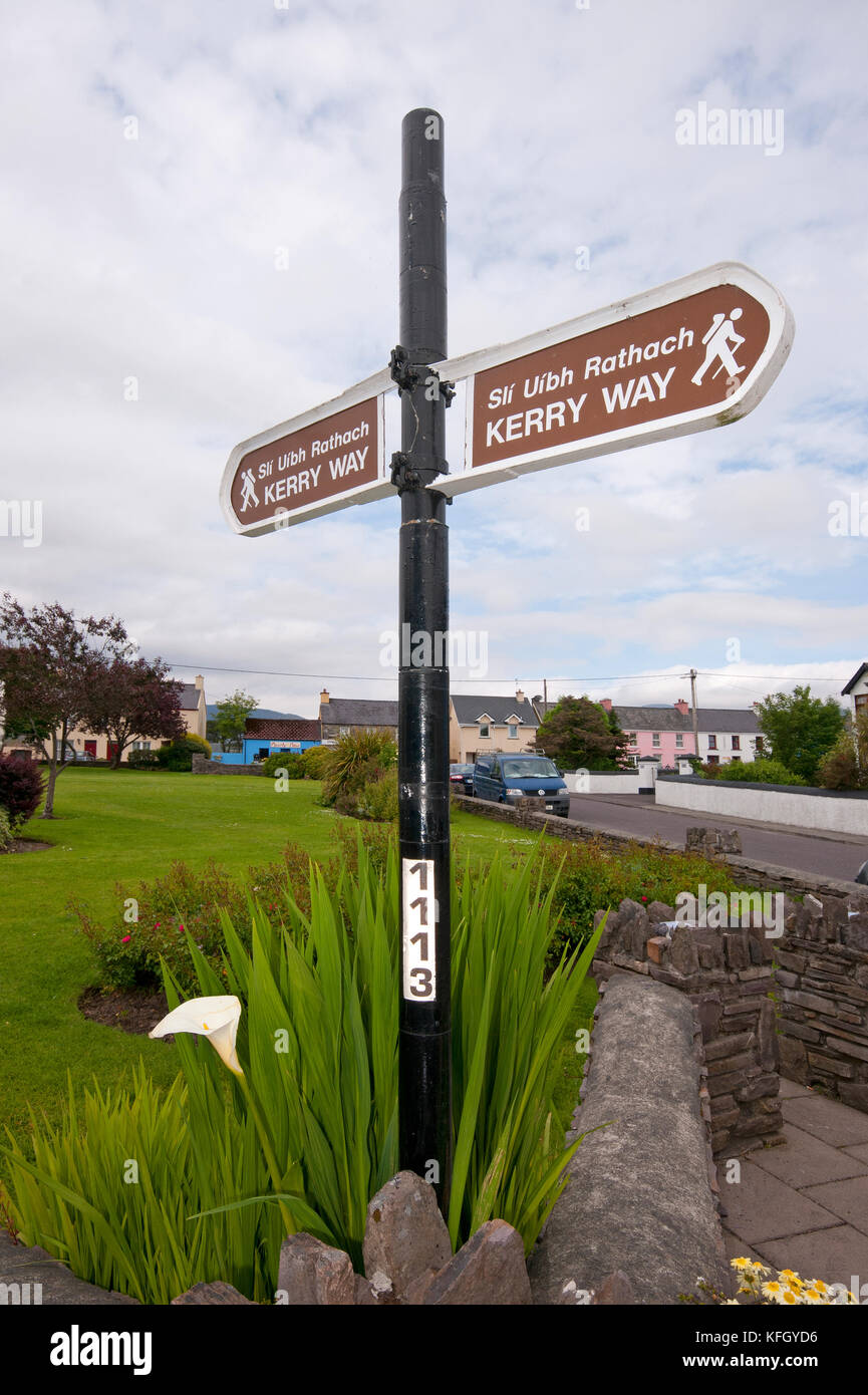 Segnavia per Kerry Way, Sneem, nella contea di Kerry, Irlanda Foto Stock