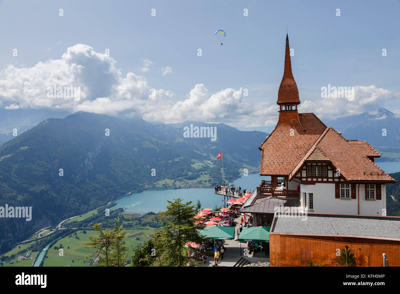 Harder Kulm e vista sul lago di Thun, Interlaken, Svizzera Foto Stock