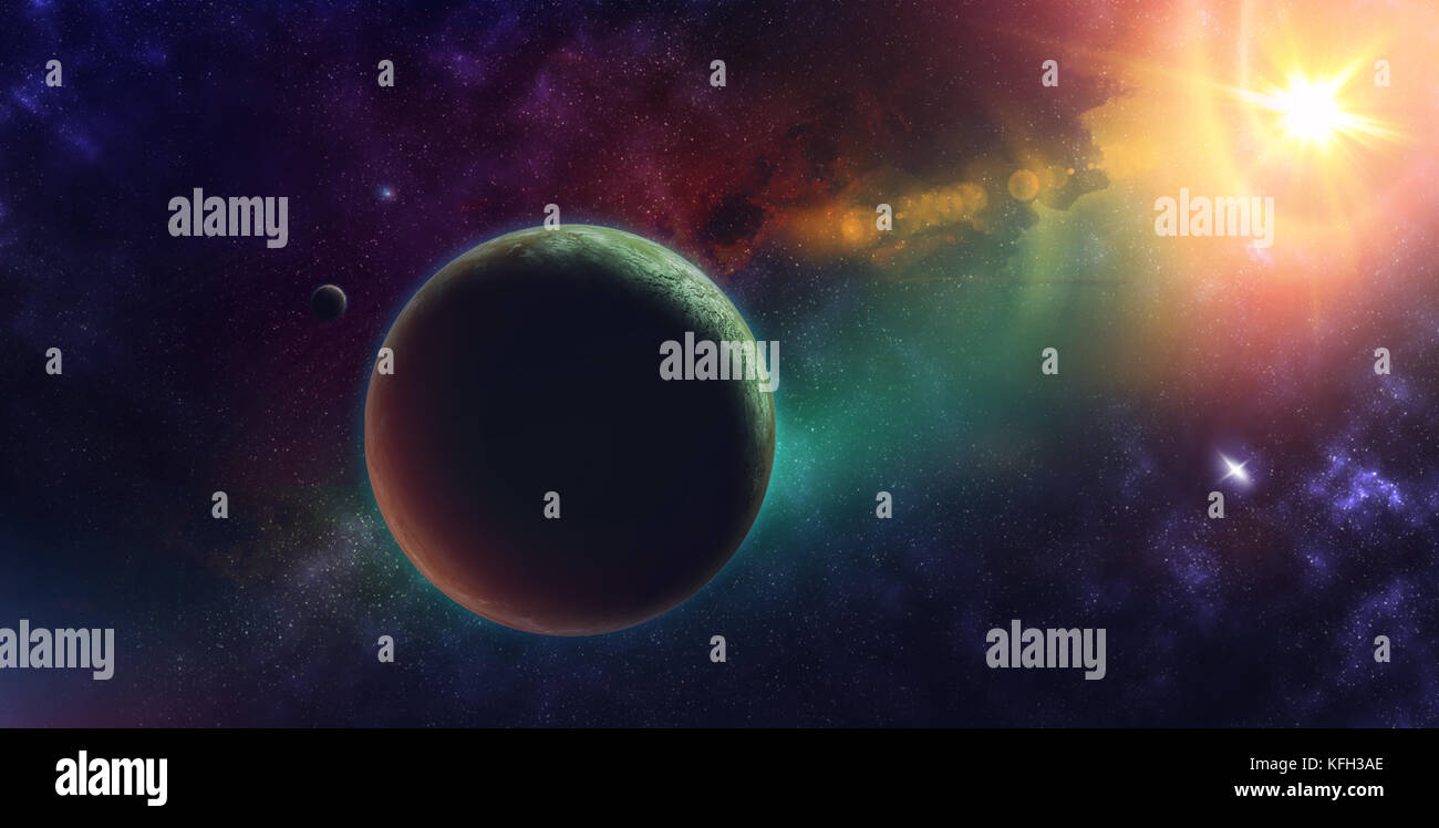 Arte celesti, le stelle e le galassie nello spazio esterno che mostra la bellezza di esplorazione spaziale. Pianeta Texture arredate dalla NASA, 3D Rendering 3D illustrazione Foto Stock