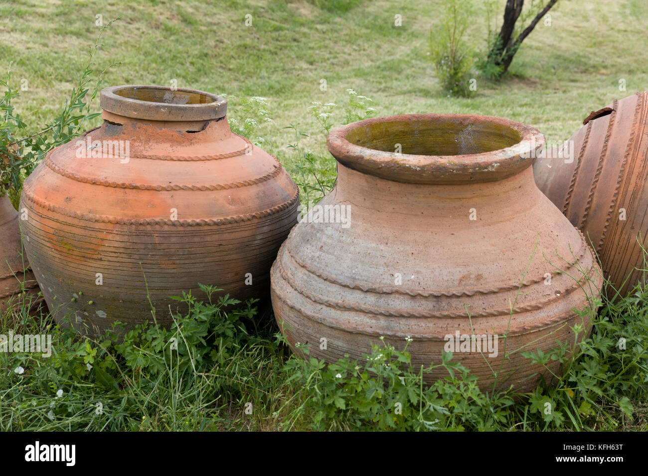 Vino di ceramica vasi di epoca romana, come essi sono stati usati in Gesù  il tempo quando egli cambiò l acqua in vino Foto stock - Alamy
