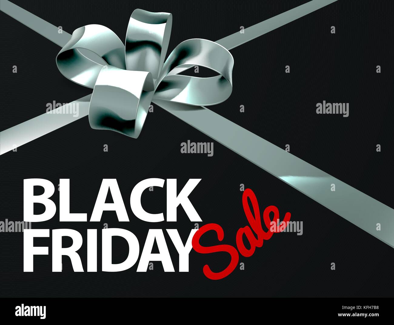 Black Friday sale Argento nastro regalo Bow Design Illustrazione Vettoriale