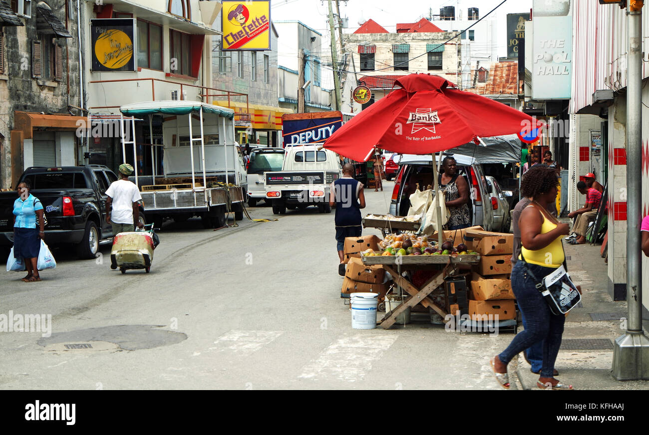 Scena di strada Bridgetown Barbados Foto Stock