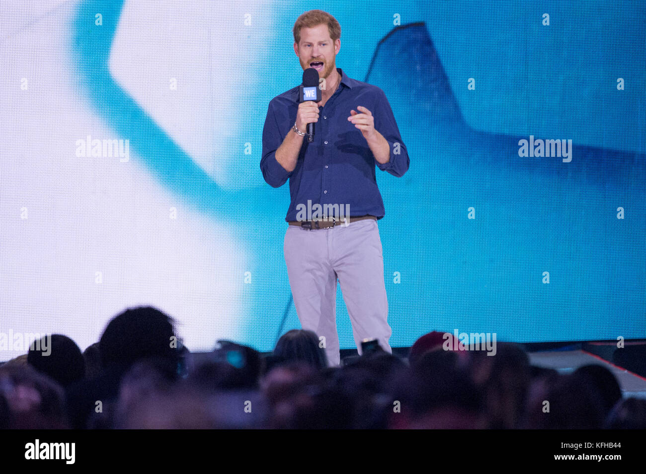 Il principe Harry partecipa a un WE Day, evento educativo e di ispirazione che celebra il potere dei giovani di fare la differenza positiva nel mondo. Con: Prince Harry Where: Toronto, Canada When: 28 Set 2017 Credit: Euan Cherry/WENN.com Foto Stock