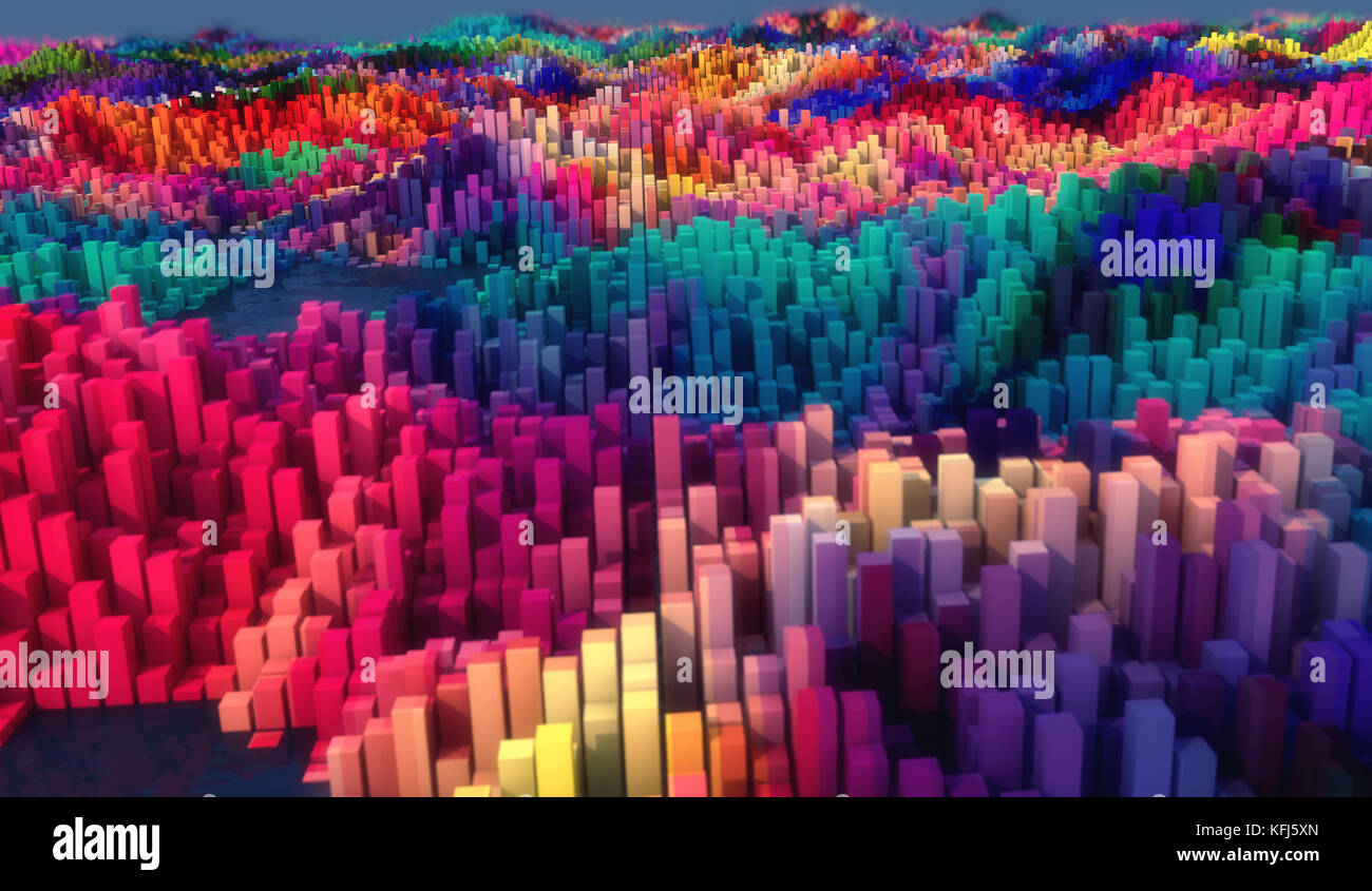 Il rendering 3d. topografia astratto e colori Foto Stock