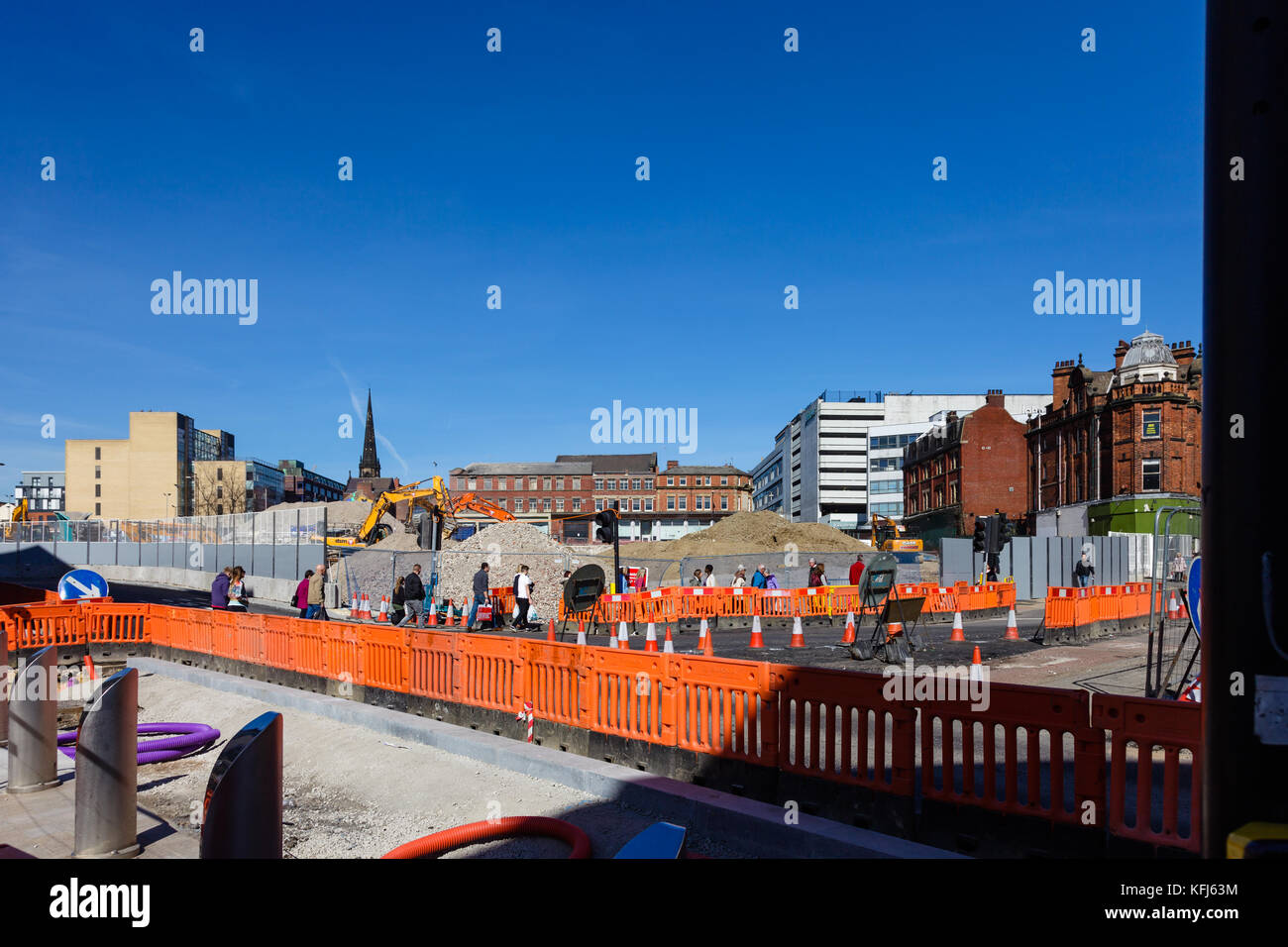 Demolizione di Grosvenor House Hotel dalla cima del Moro, maggio 2017, Sheffield, Regno Unito Foto Stock