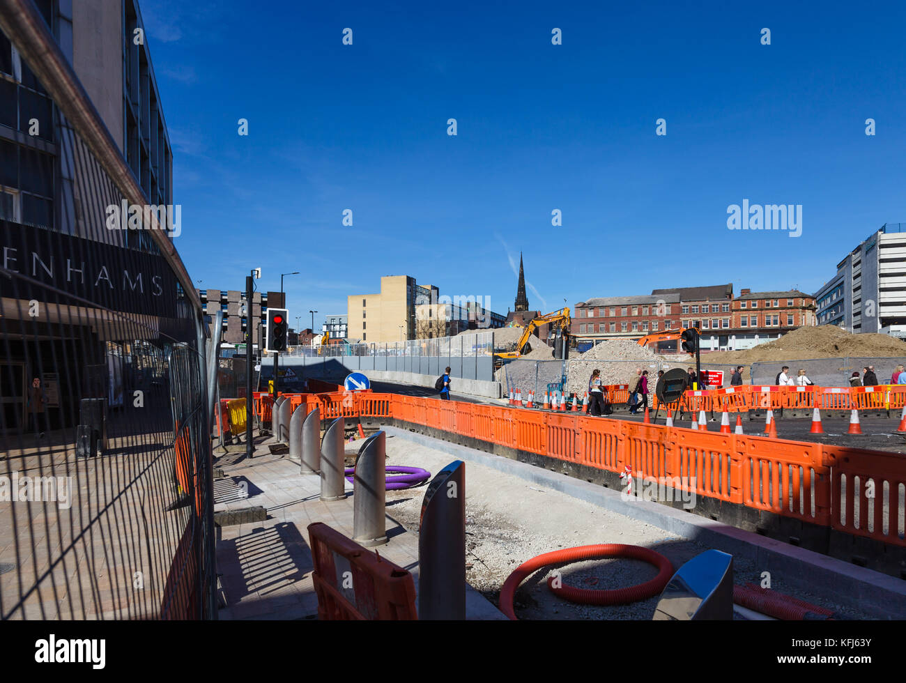 Demolizione di Grosvenor House Hotel dalla cima del Moro, maggio 2017, Sheffield, Regno Unito Foto Stock