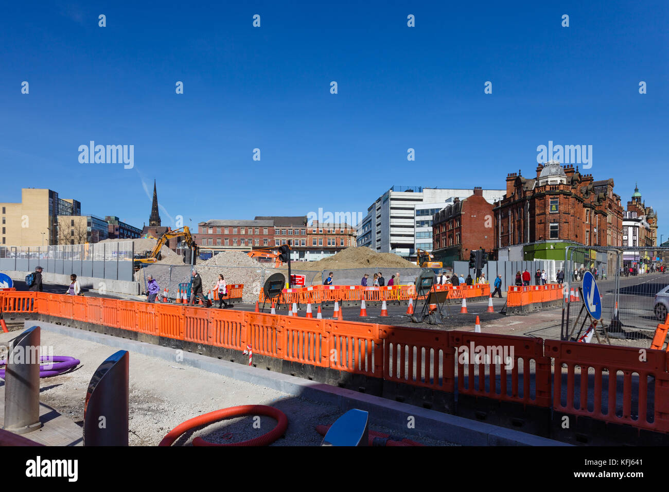 Demolizione di Grosvenor House Hotel dalla cima del Moro, maggio 2017, Sheffield, Regno Unito Foto Stock