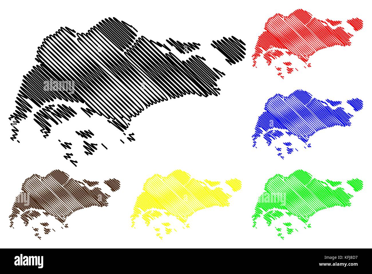 Mappa di Singapore illustrazione vettoriale, scribble schizzo singapore Illustrazione Vettoriale