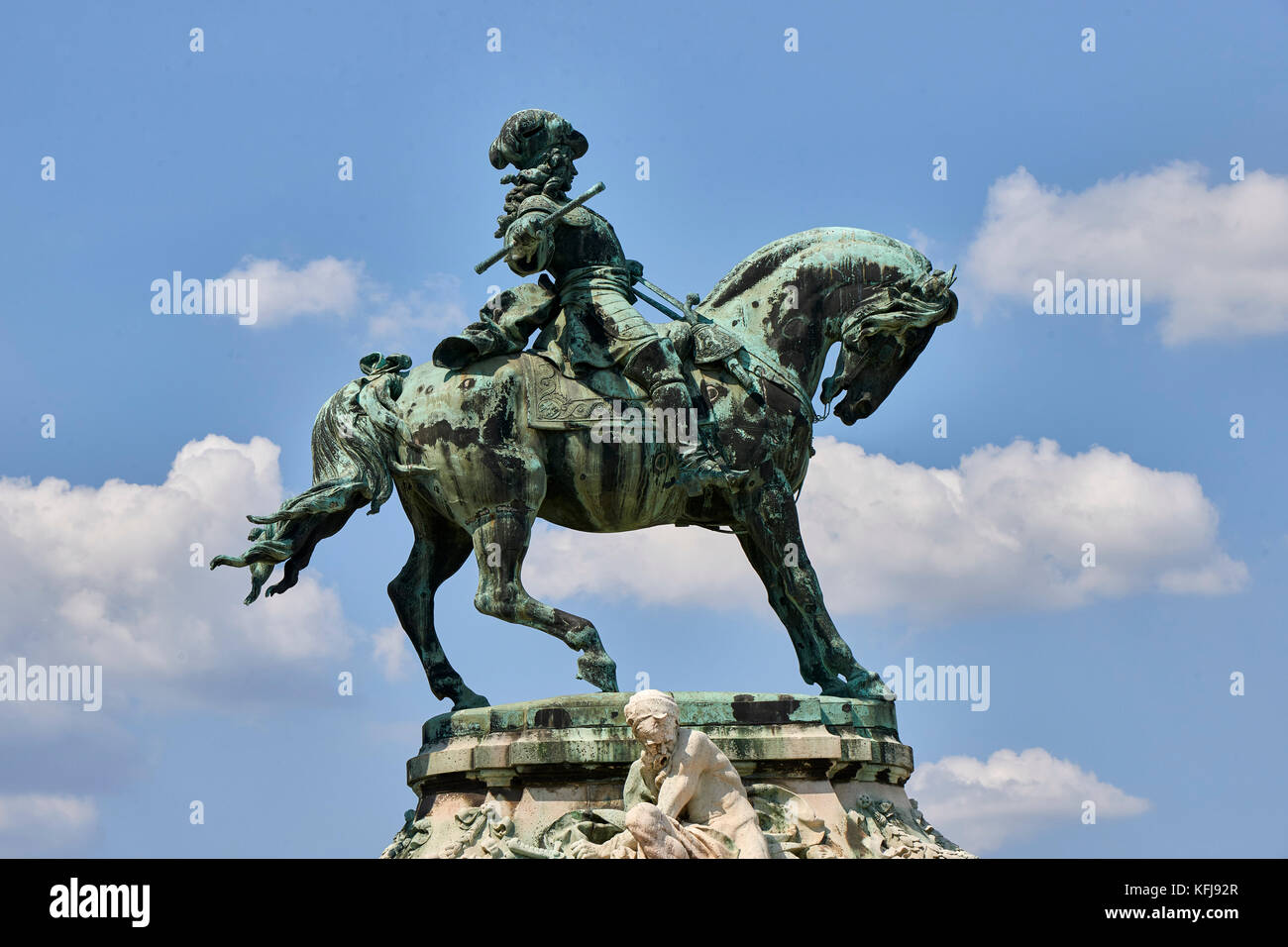 Il Castello di Buda Budapest, statua equestre del principe Eugenio di Savoia, 1897. Foto Stock
