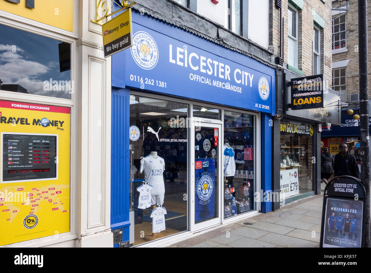 Il Leicester City Football Club Merchandising Ufficiale - shop in centro città, Leicestershire, East Midlands, Regno Unito Foto Stock