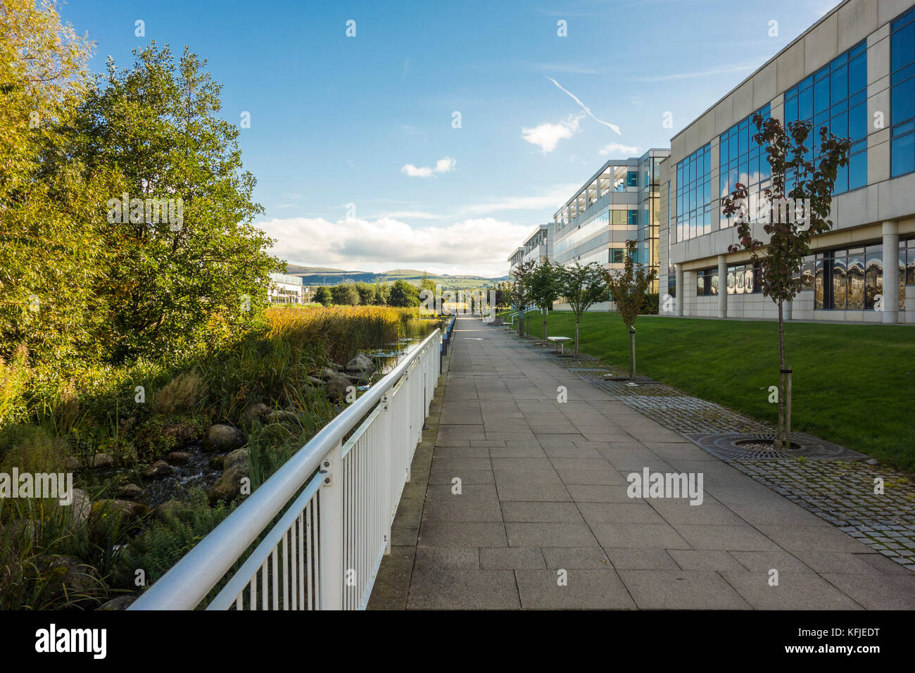 Edinburgh Park business park di South Gyle, Edimburgo, Scozia. Masterplan dall'architetto Richard Meier. Foto Stock