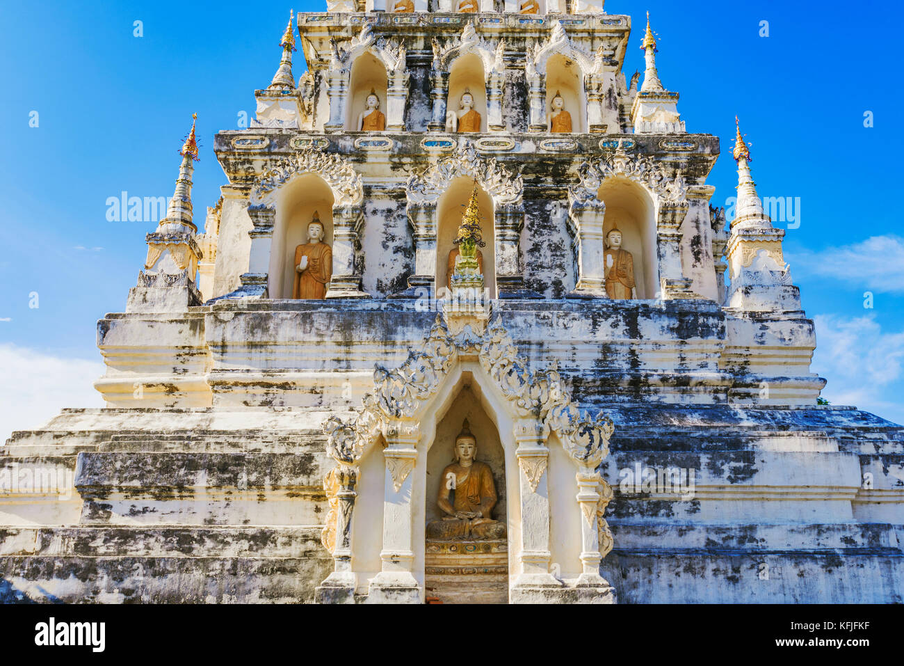 Wat Chedi liam architettura templare in Chiang Mai Foto Stock