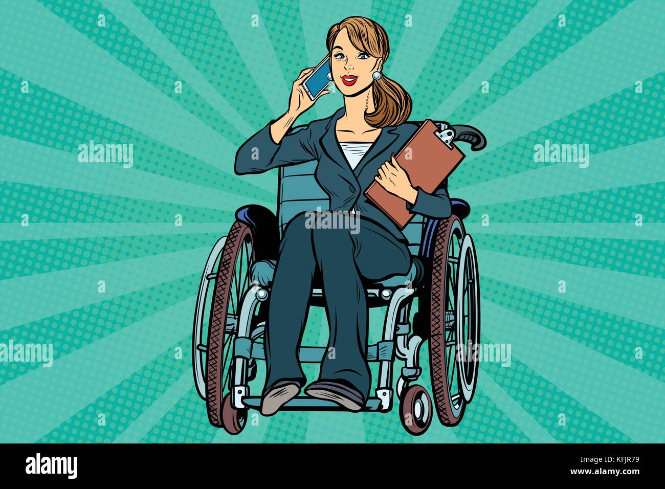 Bella donna imprenditrice disabili Illustrazione Vettoriale