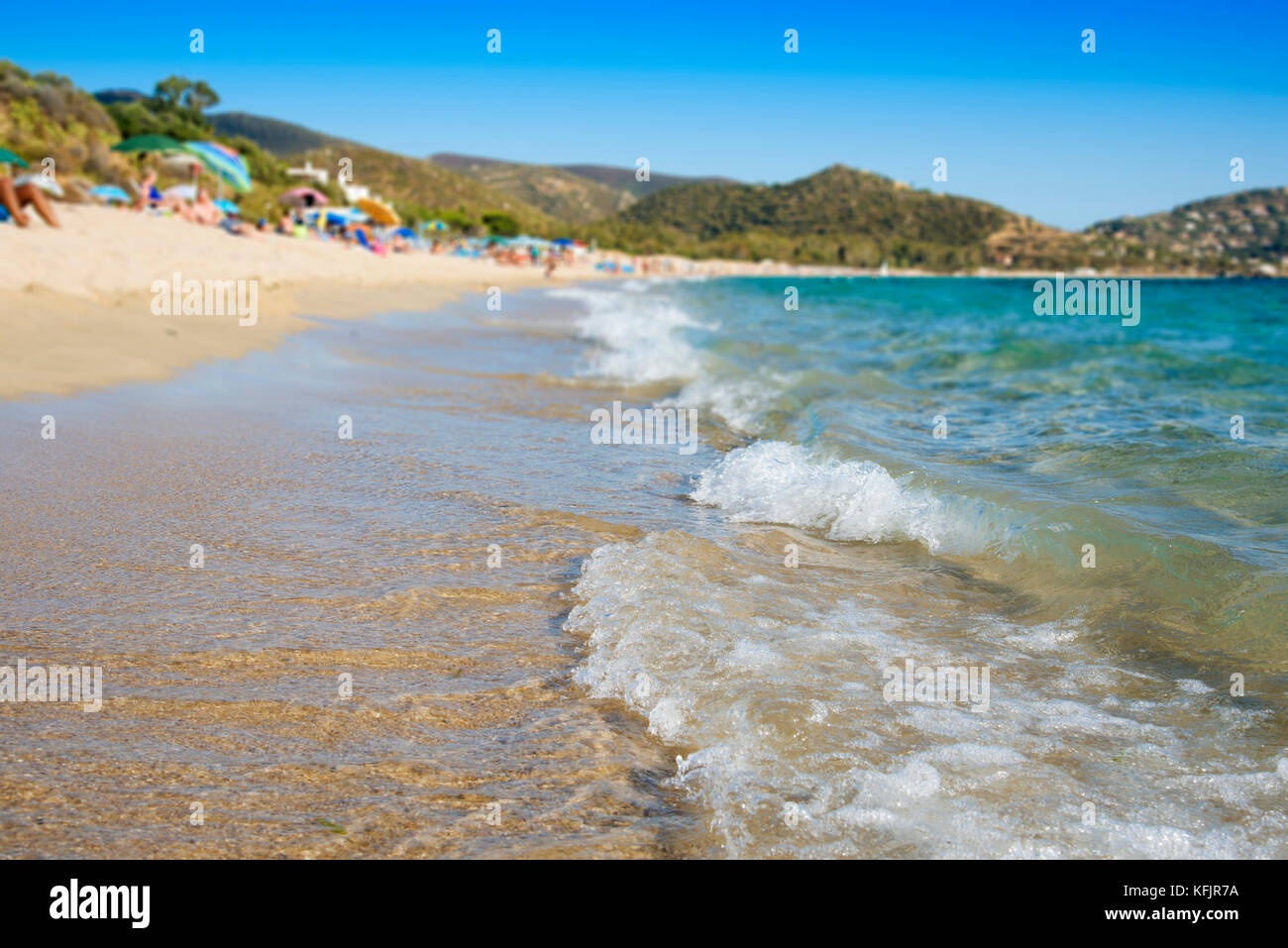 Vista sulla spiaggia di Kala e Moru a Quartu Sant’Elena, Sardegna, Italia Foto Stock