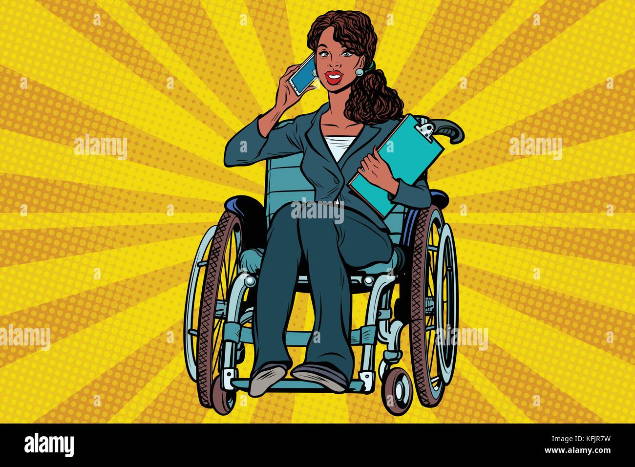 Bella donna africana imprenditrice disabili Illustrazione Vettoriale