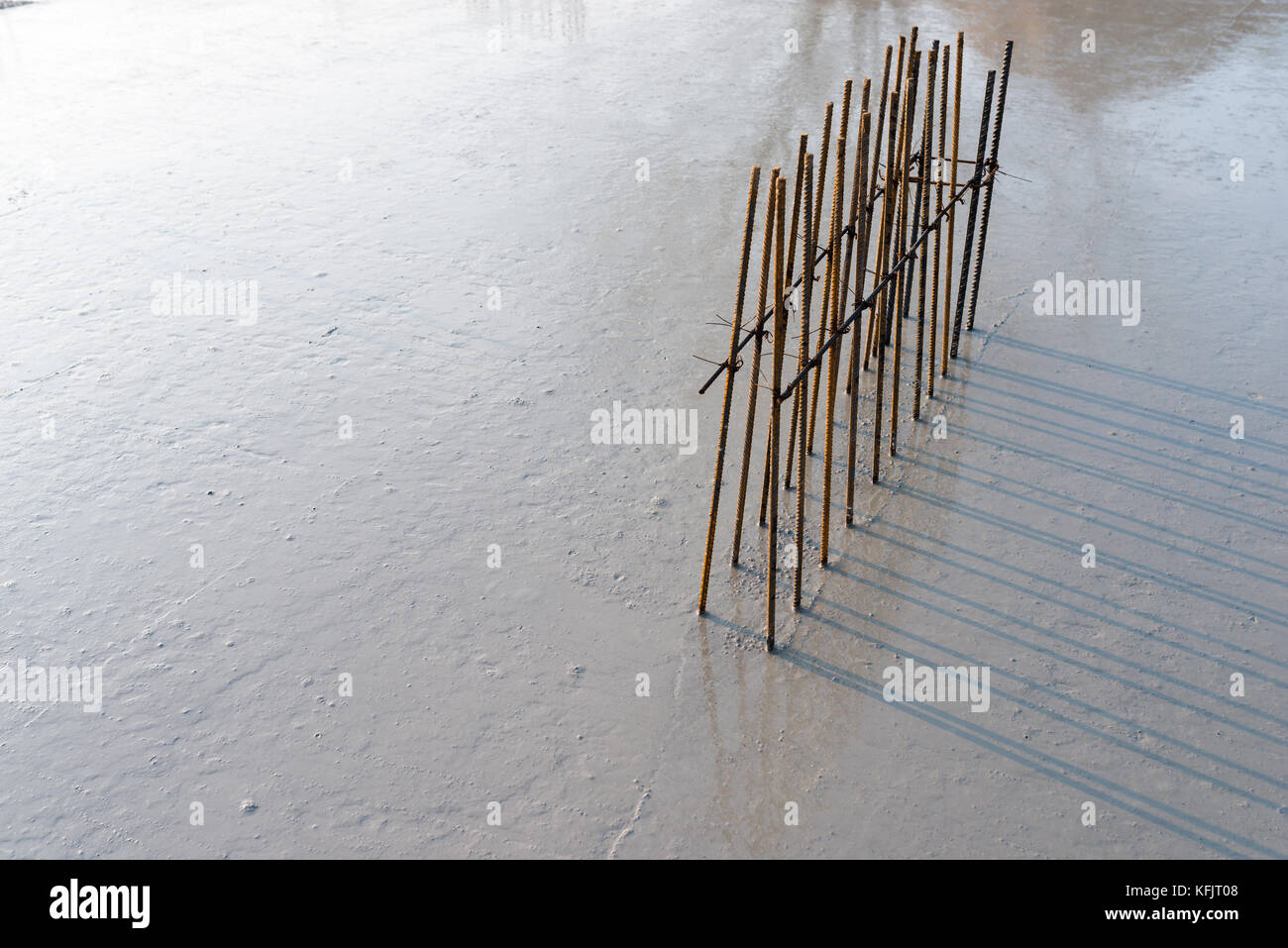 Soletta in calcestruzzo con acciaio barre di rinforzo Foto Stock