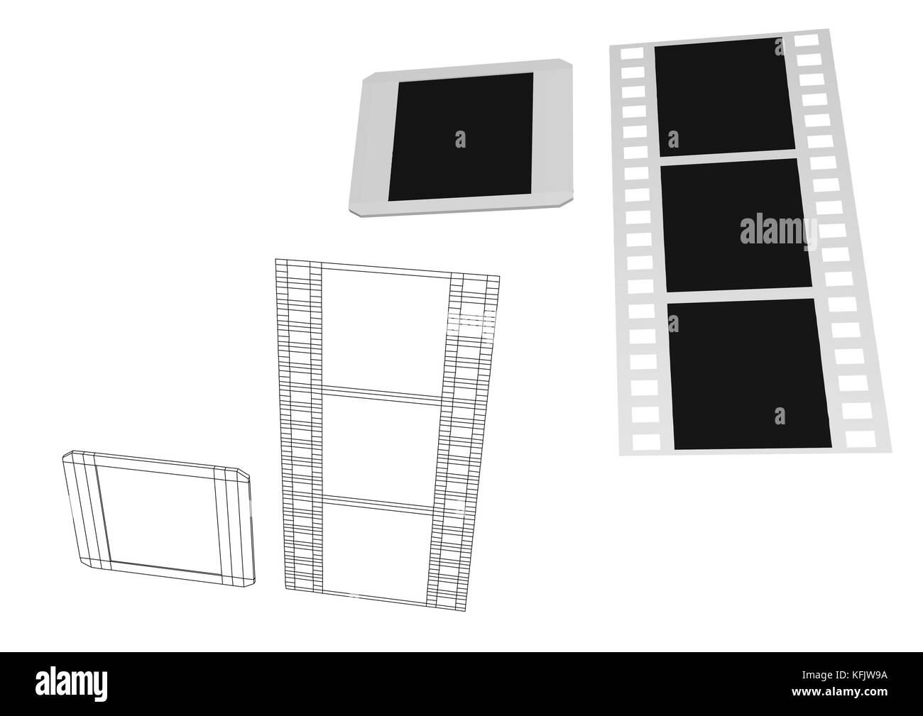 Film e diapositive isolate su un whitebackground Illustrazione Vettoriale