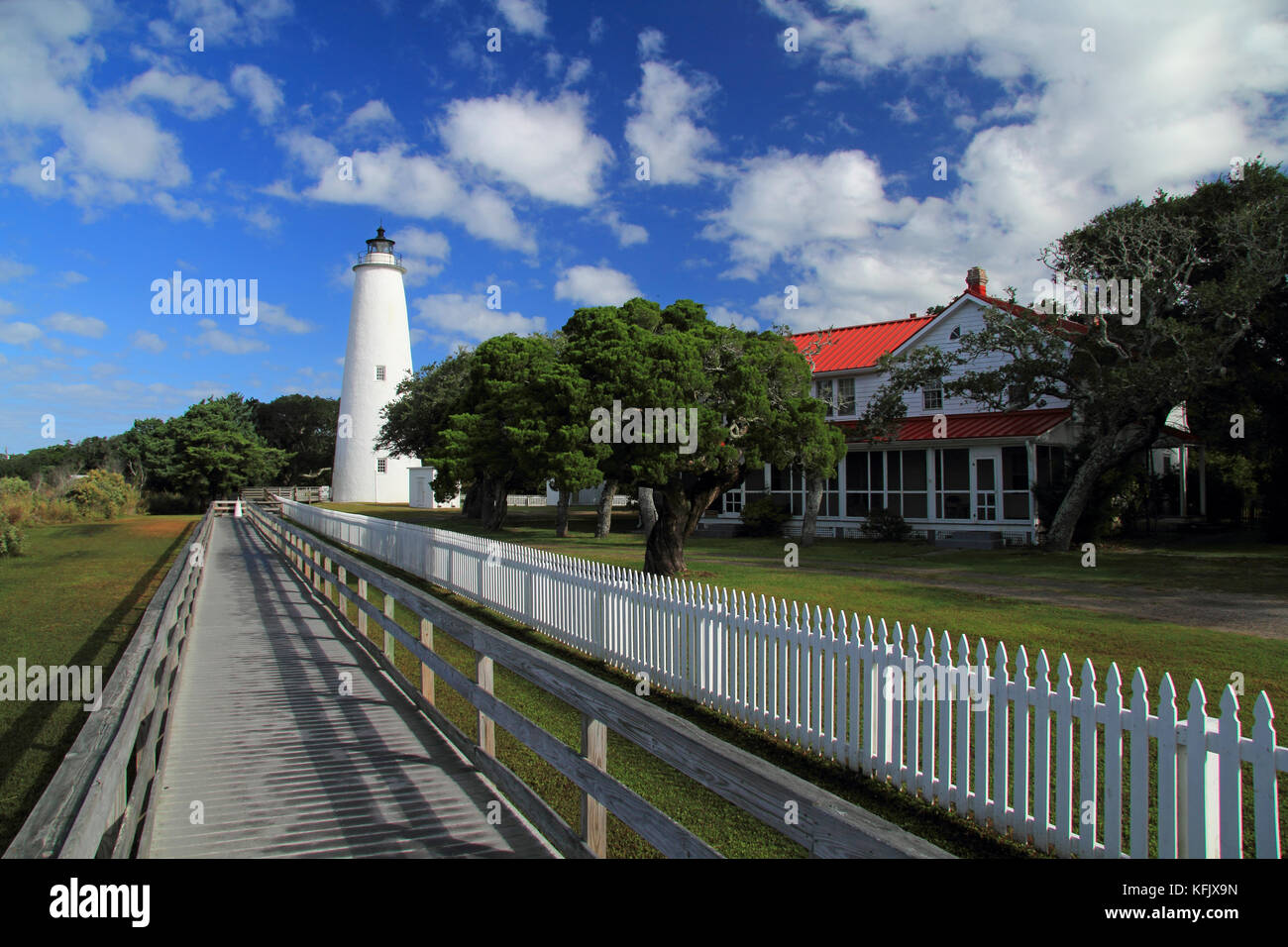 Ocracoke storico luce su ocracoke Island, Cape Hatteras National Seashore, Carolina del nord Foto Stock
