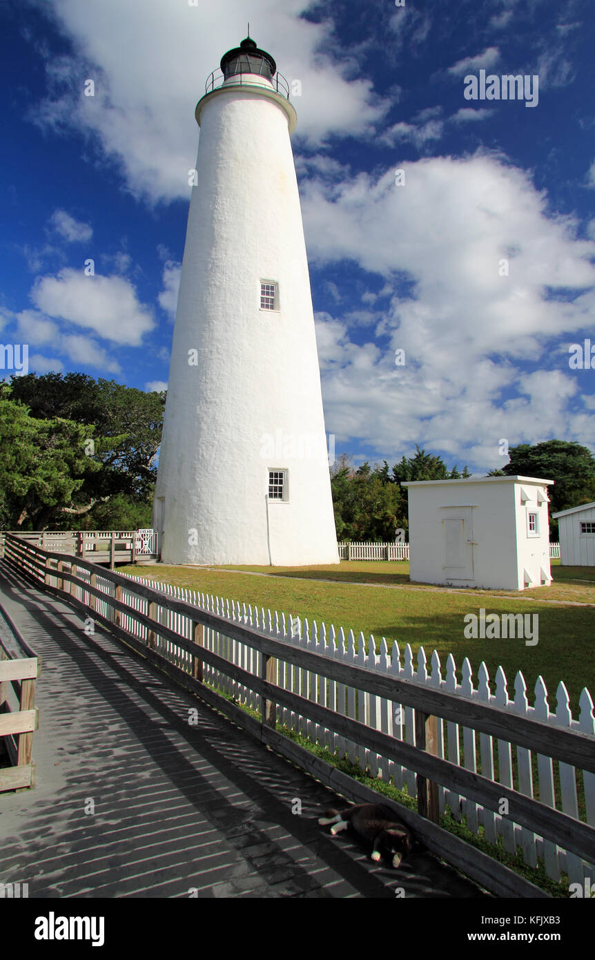 Ocracoke storico luce su ocracoke Island, Cape Hatteras National Seashore, Carolina del nord Foto Stock