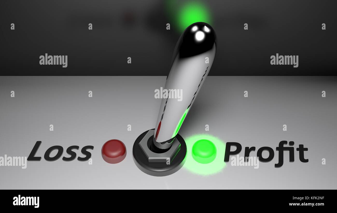 Interruttore a leva per profitto - rendering 3D. Foto Stock