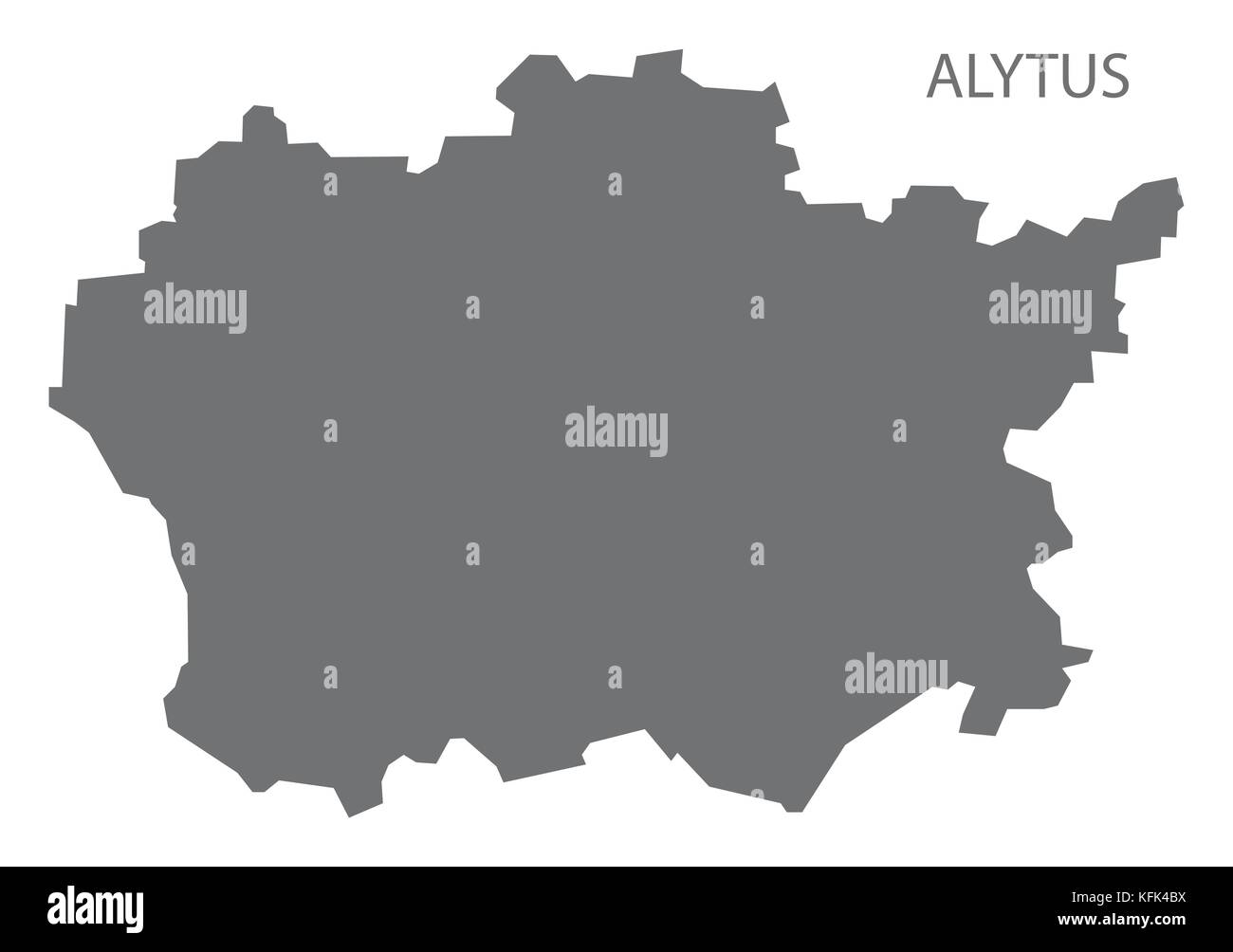 La contea di alytus mappa della Lituania grigio illustrazione forma silhouette Illustrazione Vettoriale