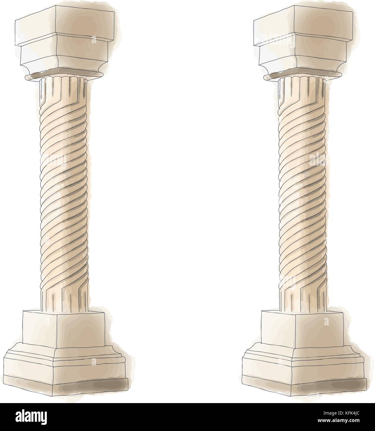 Greco stilizzata doodle pilastro colonna ionica dorico colonne corinzie. illustrazione vettoriale. architettura classica Illustrazione Vettoriale