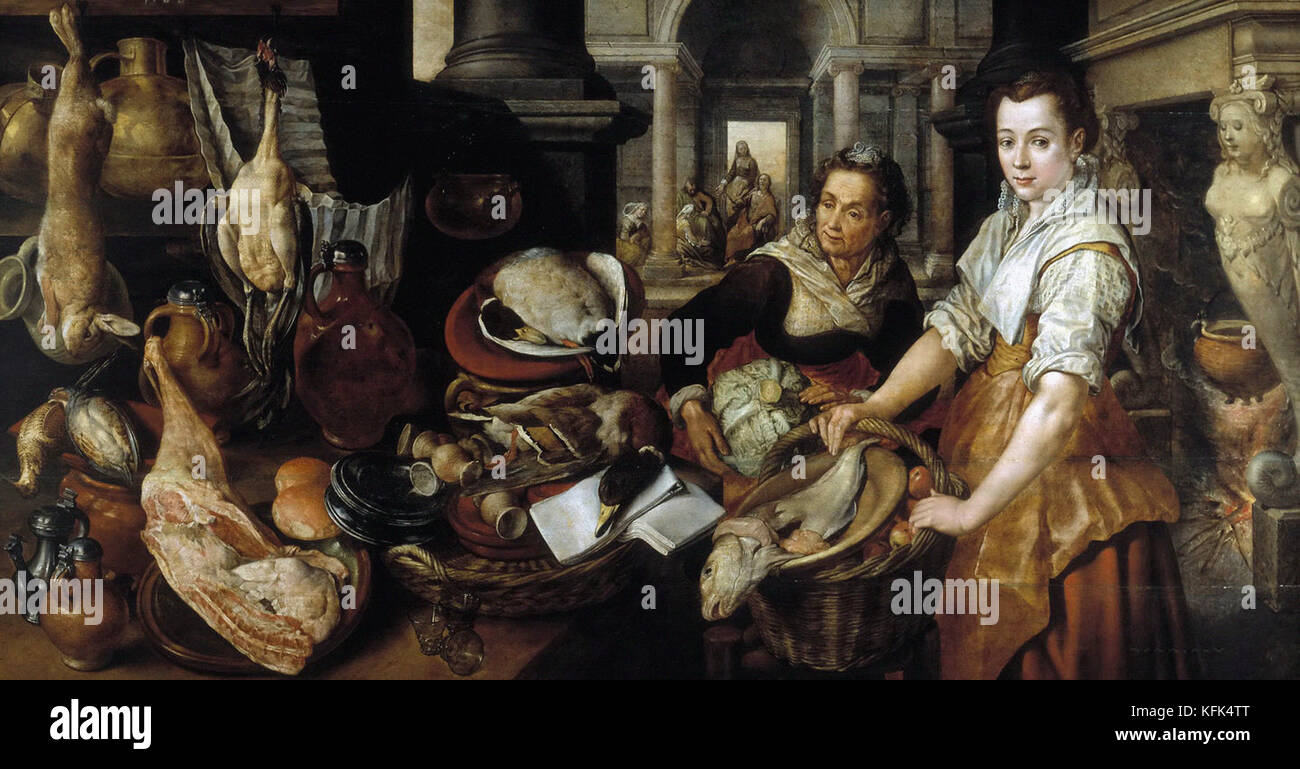 Joachim Beuckelaer Cristo nella casa di Marta e Maria Foto Stock