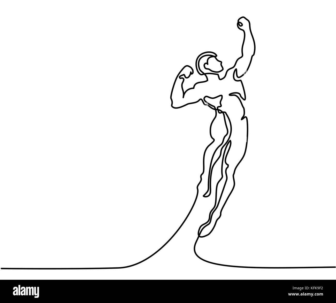 Linea Continua Arte Disegno Uomo Forte Del Salto Superiore Per Sucsess Illustrazione Vettoriale Immagine E Vettoriale Alamy
