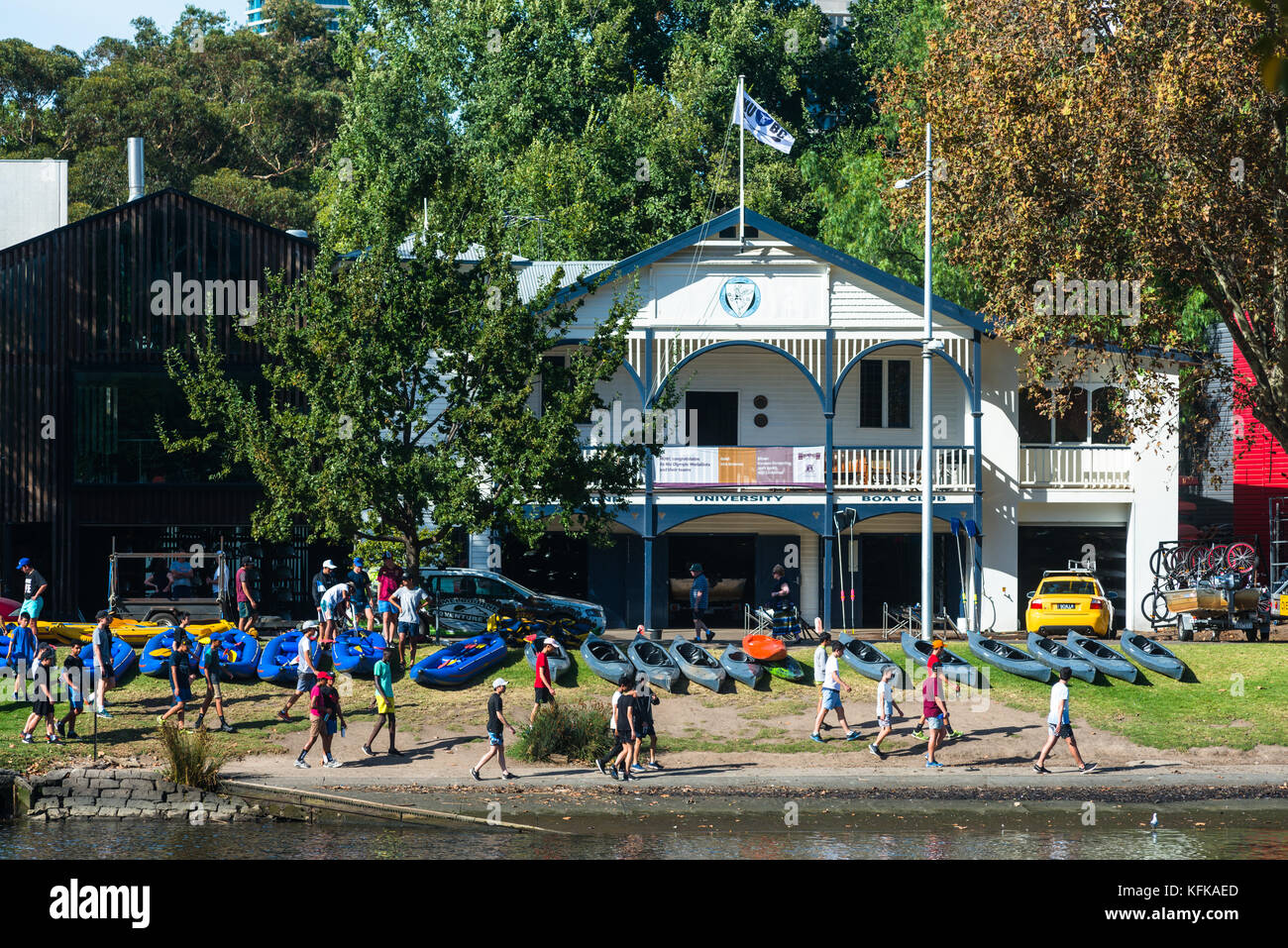 Melbourne University Boat Club, sul Fiume Yarra, il centro di Melbourne, Australia. Foto Stock