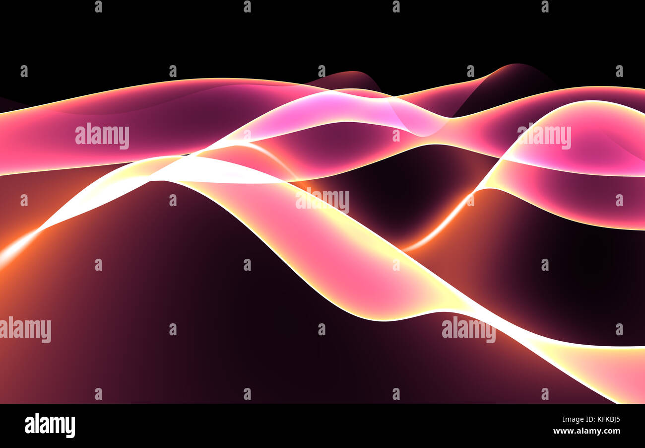 Sfondo astratto con onde al plasma rosa liscio e luminoso. Illustrazione 3D. Foto Stock