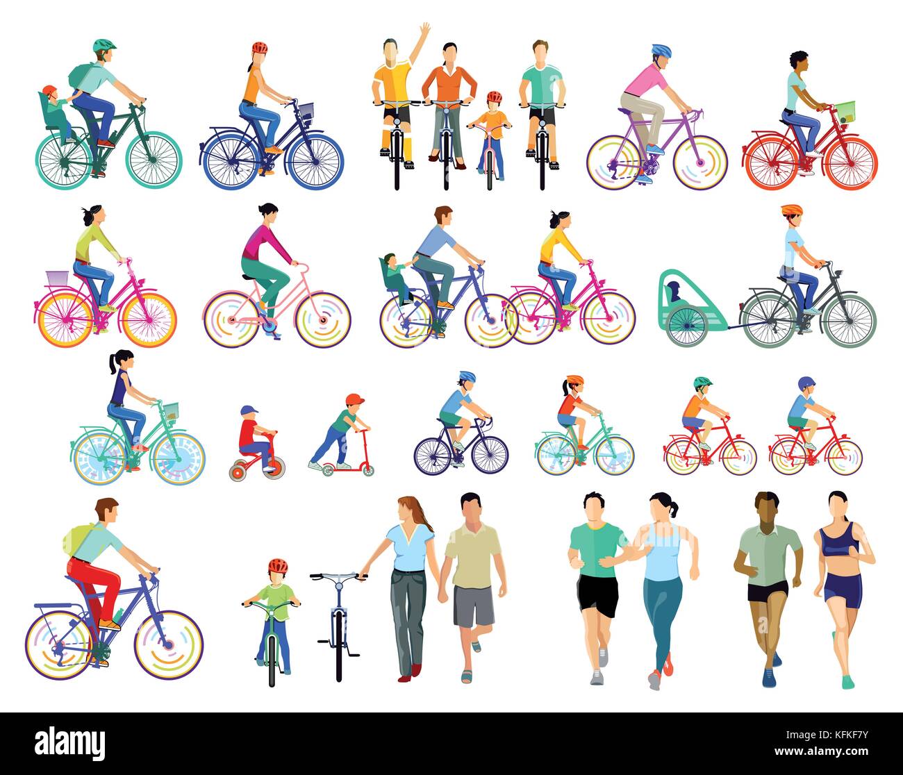 Un gruppo di ciclisti illustrazione Illustrazione Vettoriale