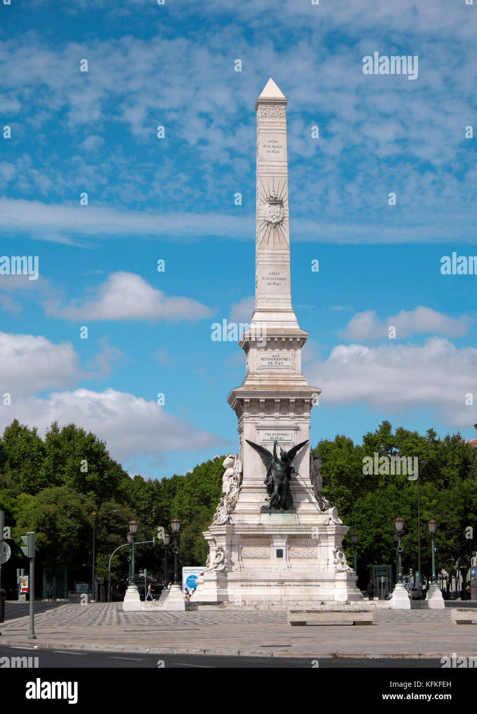 Obelisco, Monumento della Guerra di Restaurazione, Plaza Praça dos Restauradores, Baixa, Lisbona, Portogallo Foto Stock