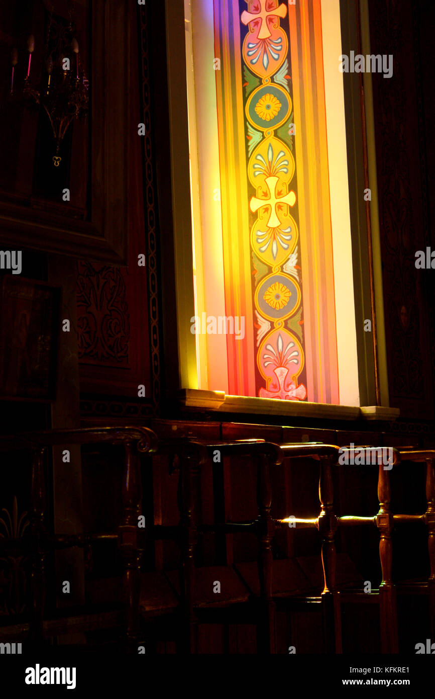 Interno di ayios nikolaos chiesa nella città SIROS, CICLADI Foto Stock