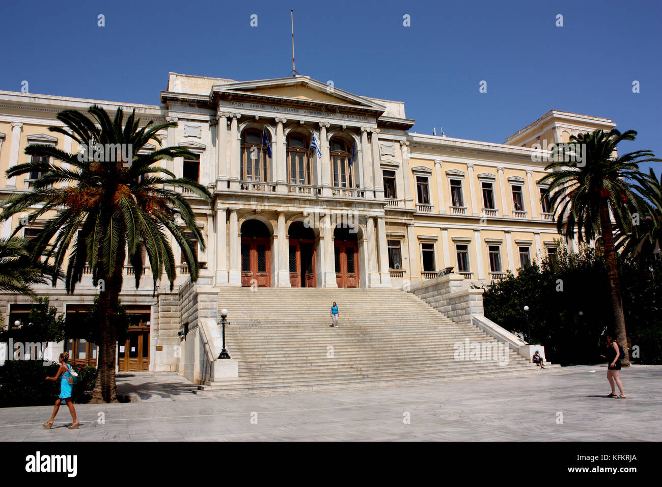 Andreas miaouli Square nella città SIROS, CICLADI Foto Stock