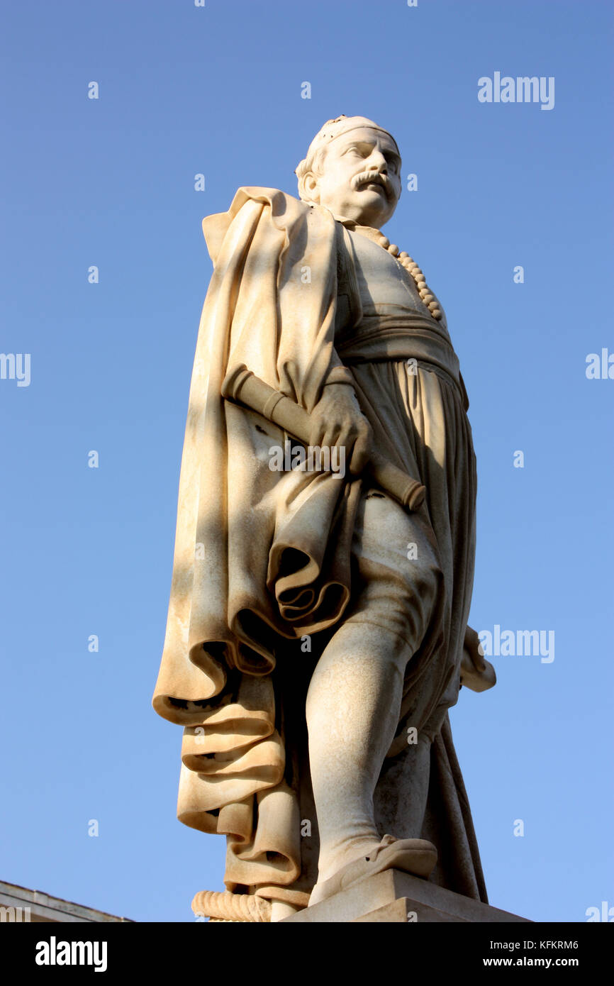 Statua di Andreas miaouli in città SIROS, CICLADI Foto Stock