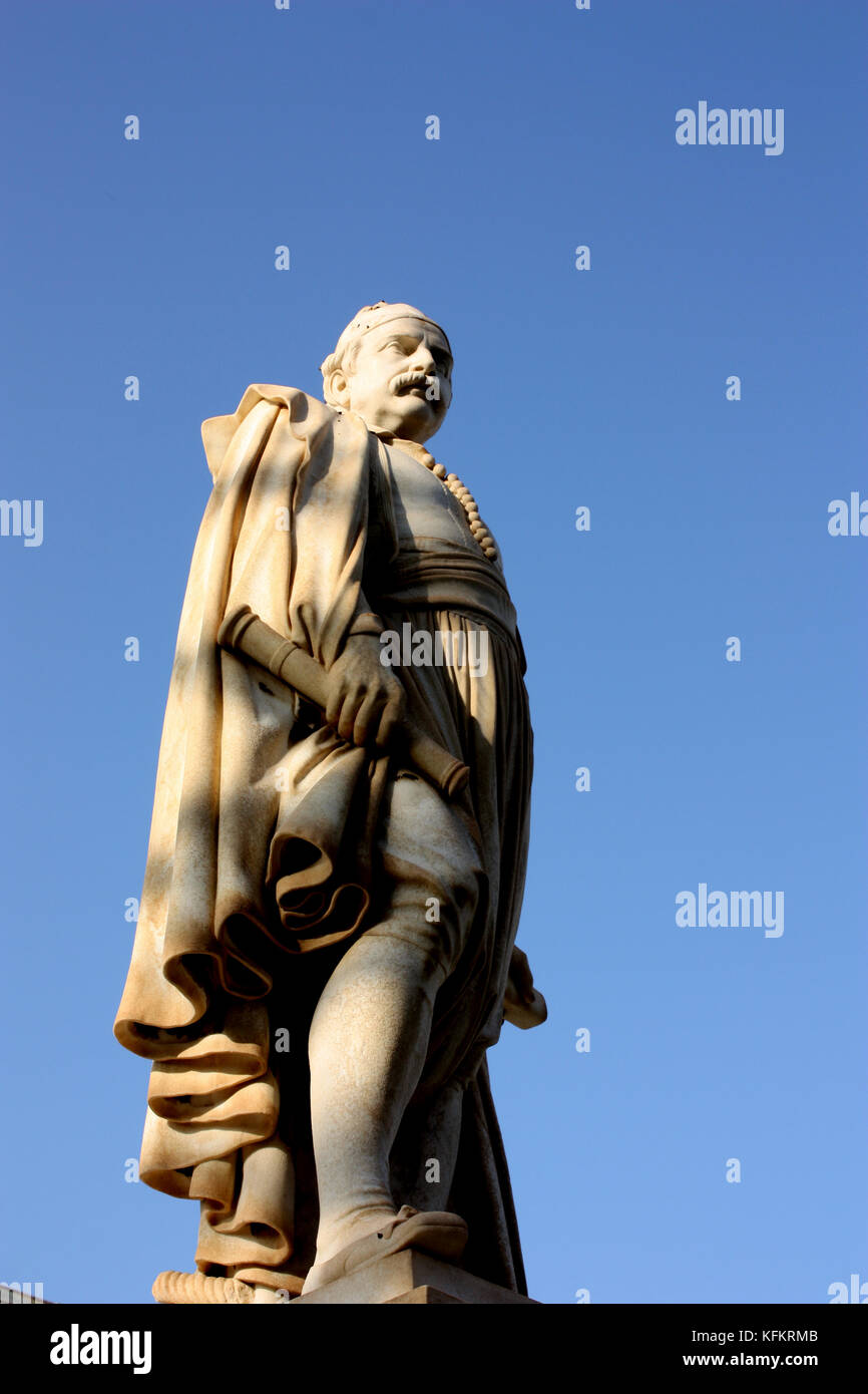 Statua di Andreas miaouli in città SIROS, CICLADI Foto Stock