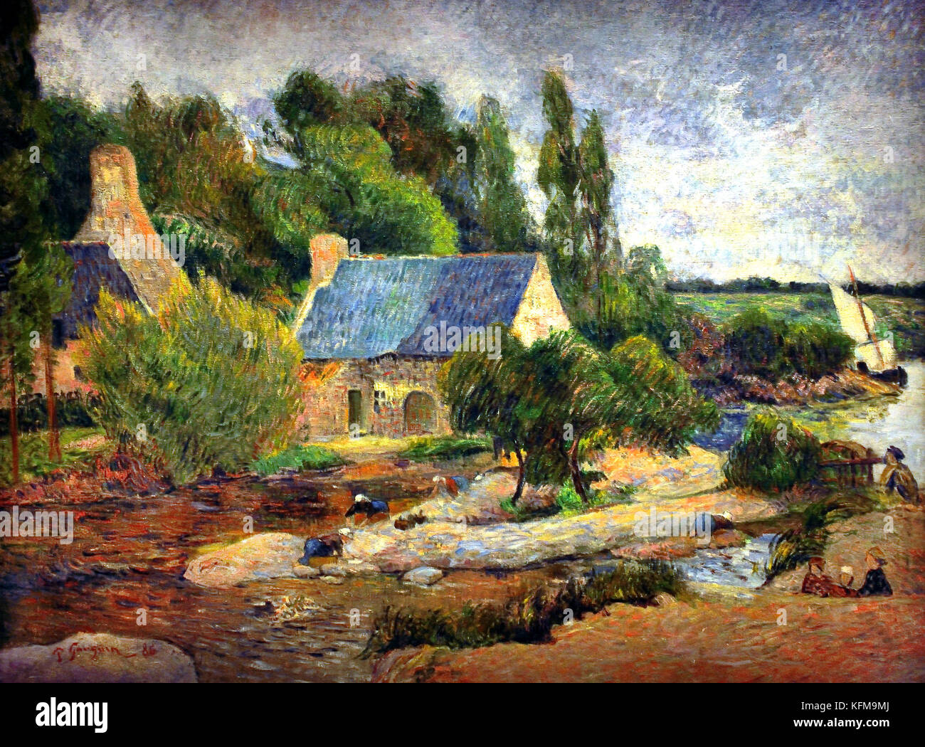 Les Lavandières à Pont Aven - le lavandaie a Pont Aven 1886 Paul Gauguin - Eugène Henri Paul Gauguin 1848 - 1903 era un francese post-impressionismo artista, Francia. ( Morto 8 maggio 1903, Atuona, Isole Marchesi, Polinesia Francese ) pittore, scultore. Foto Stock