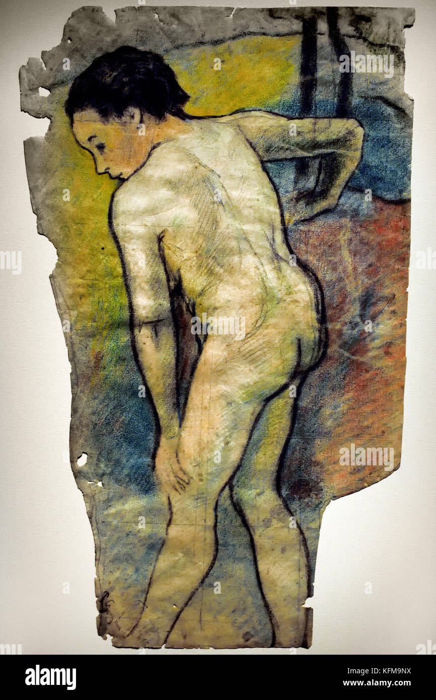 Baigneuse, Etude pour la Baignade - bagnante, studio per la balneazione 1886 Paul Gauguin - Eugène Henri Paul Gauguin 1848 - 1903 era un francese post-impressionismo artista, Francia. ( Morto 8 maggio 1903, Atuona, Isole Marchesi, Polinesia Francese ) pittore, scultore. Foto Stock