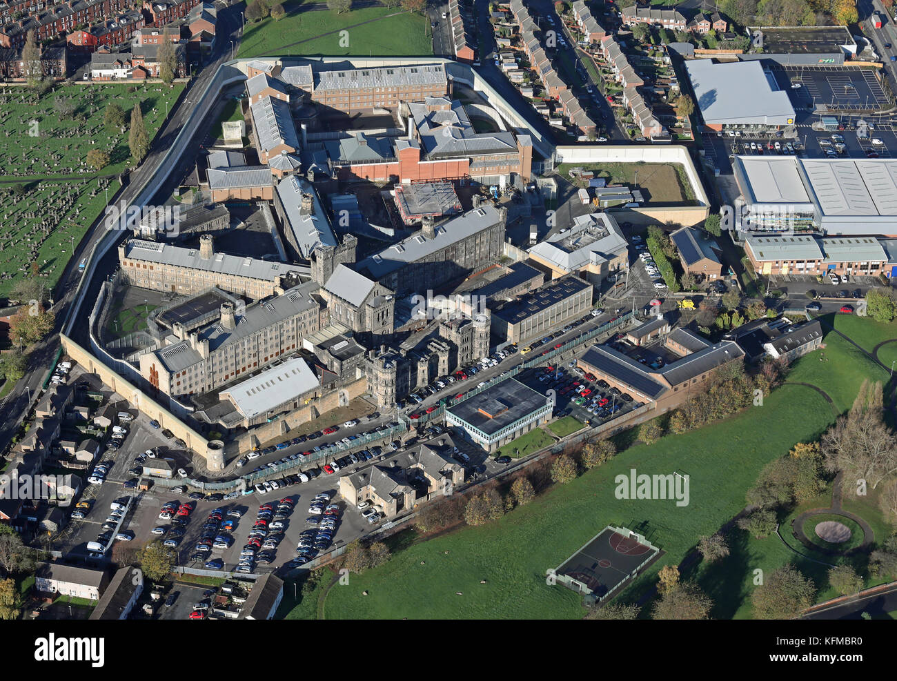 Vista aerea di Armley prigione, Leeds Foto Stock