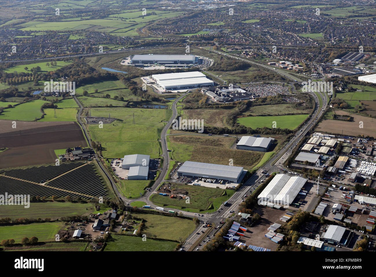 Vista aerea del Alfreton Road, South Normanton, Alfreton, Regno Unito Foto Stock