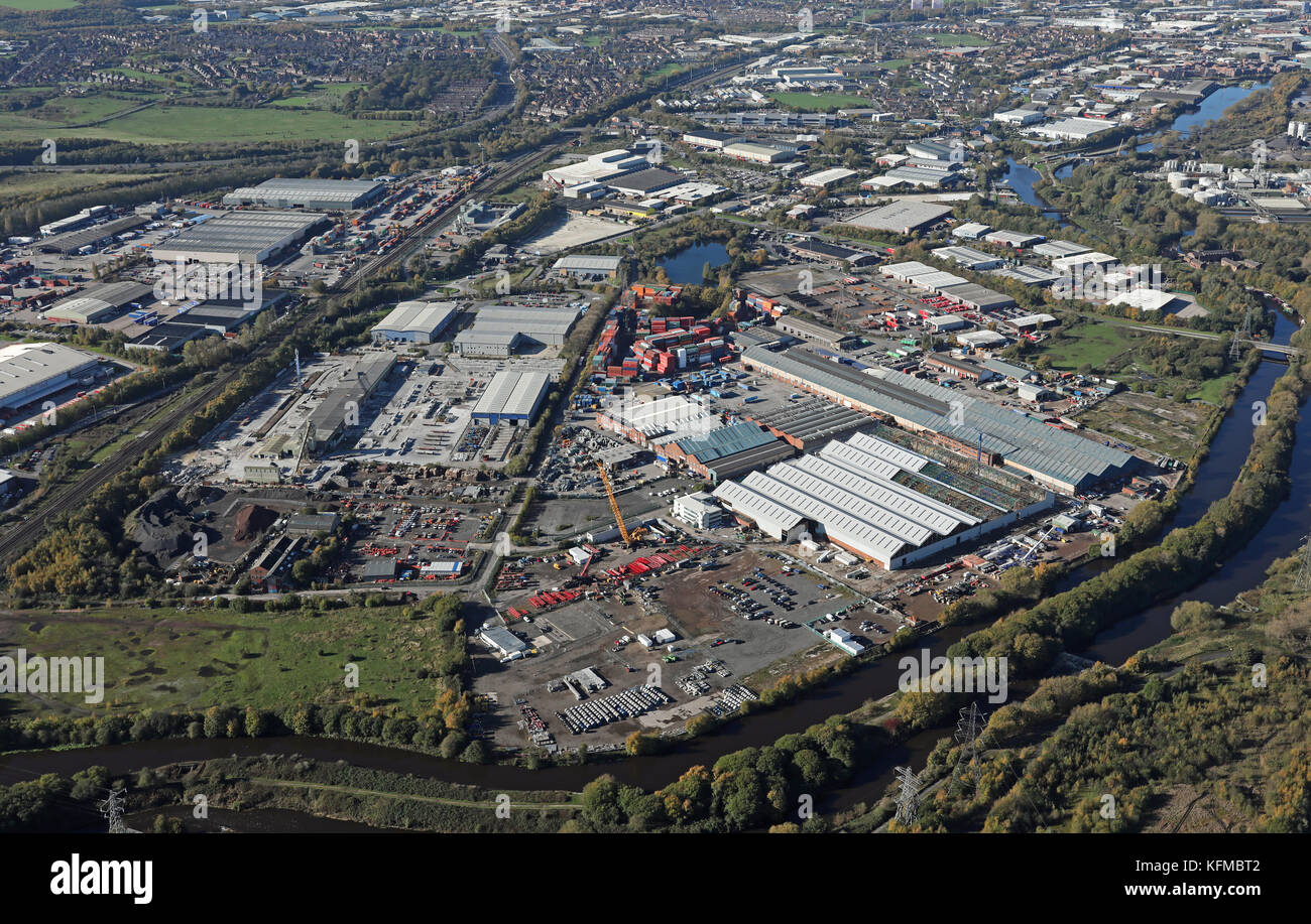 Vista aerea di Haigh Park Road, Leeds LS10, West Yorkshire, Regno Unito Foto Stock