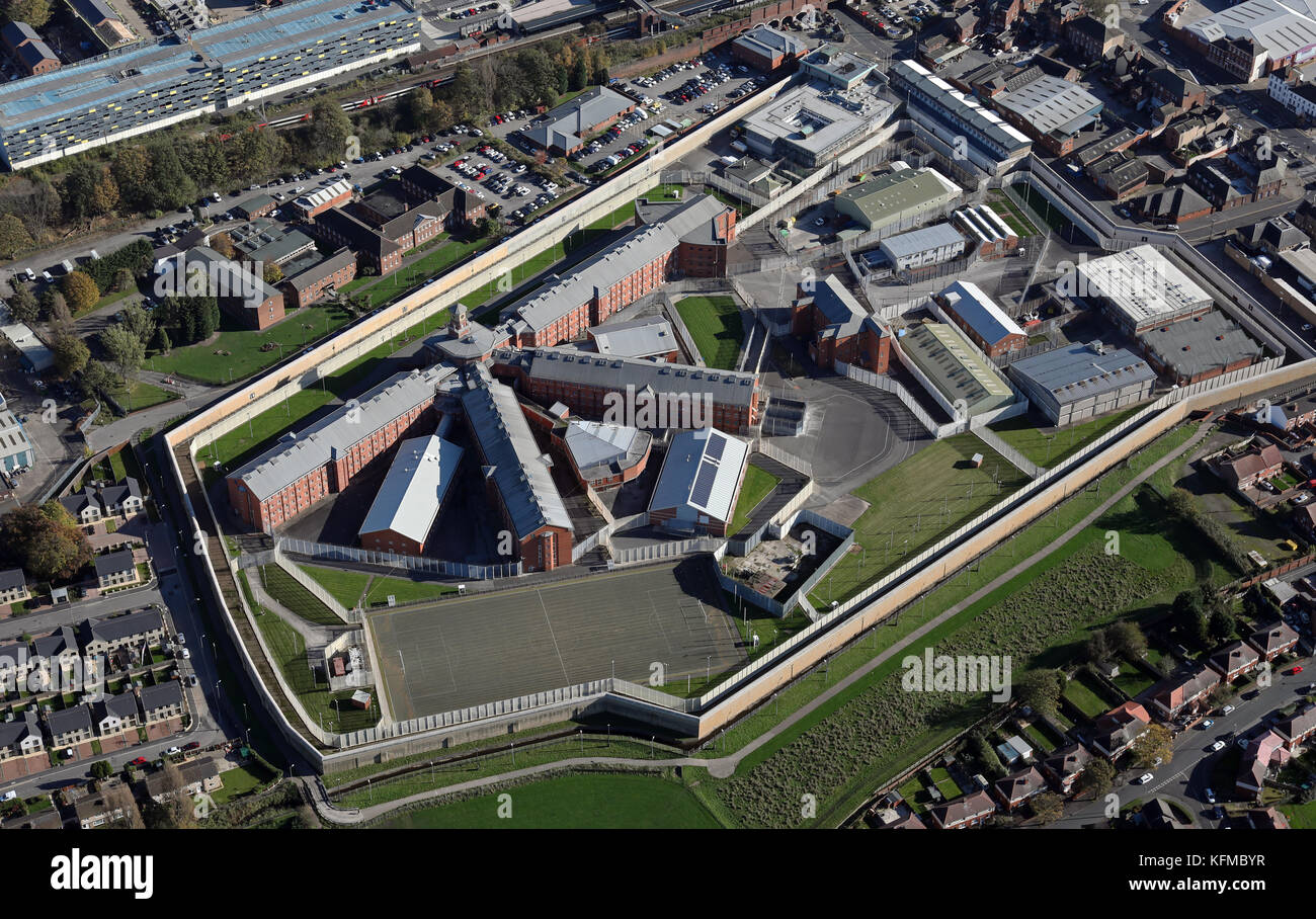 Vista aerea di HM Wakefield prigione, West Yorkshire, Regno Unito Foto Stock